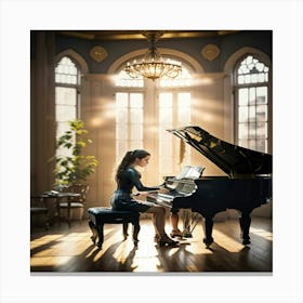 Girl Playing Piano Canvas Print