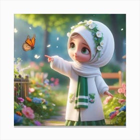 Muslim Girl With Butterfly 2 Canvas Print