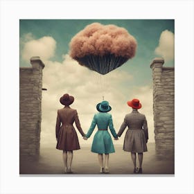 Three Women Holding Hands Canvas Print