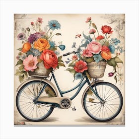 Flowers On A Bicycle Canvas Print