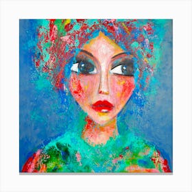 Woman With Colorful Hair Canvas Print