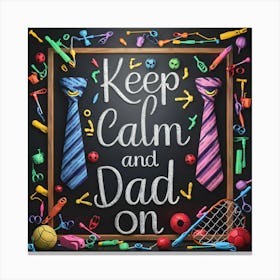 Keep Calm And Dad On Chalk Board Canvas Print