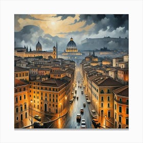 Rome Foggy Canvas Print