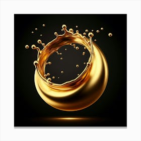 Golden Liquid Splash Canvas Print