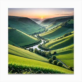 Sunset Over The Rolling Hills Canvas Print