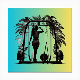 Silhouette Of A Woman In A Gym Canvas Print