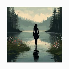 Girl In The Water Canvas Print