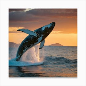 Humpback Whale Jumping Out Of The Water 11 Canvas Print