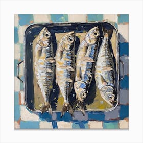 Sardines In A Tin Pastel Checkerboard 3 Canvas Print