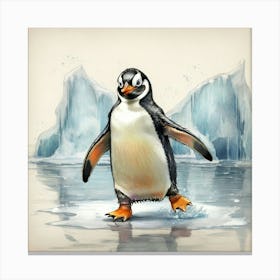 Penguin On Ice 1 Canvas Print