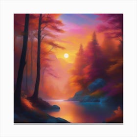 Sunset In The Forest 1 Canvas Print