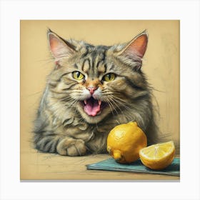 Cat With Lemon 1 Canvas Print