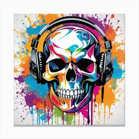 Skull With Headphones 54 Canvas Print