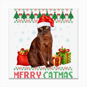 Merry Catmas Cat Ugly Christmas Havana Brown Mom Dad Canvas Print