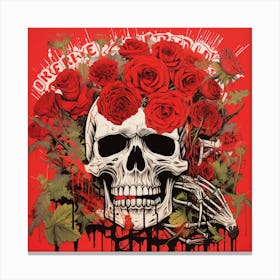 Skull With Roses 5 Canvas Print