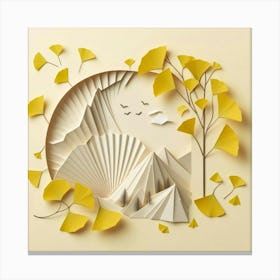 Origami, ginkgo, paperart Canvas Print