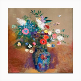 Flowers In A Blue Vase Canvas Print