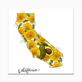 California- Illustrated States Canvas Print