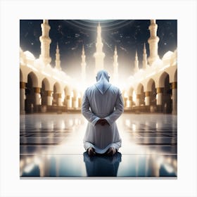 Muslim Man Praying In Mosque 1 Canvas Print