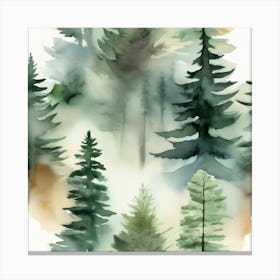 Appalachian Mountains of Misty Pines Watercolor Print of Evergreen Forest..376 Canvas Print