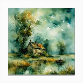 the cottage by the millpond Canvas Print