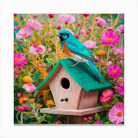 Birdhouse In The Garden Canvas Print