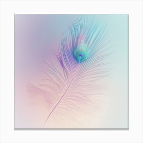 Pastel Summer Peacock Feather Canvas Print