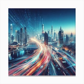 Cityscape At Night Canvas Print