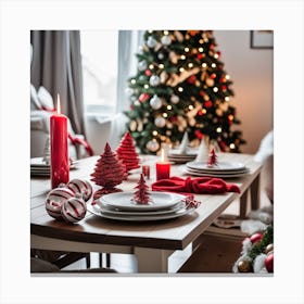 Christmas Table Setting 35 Canvas Print