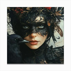 Crow Woman in Mask Canvas Print