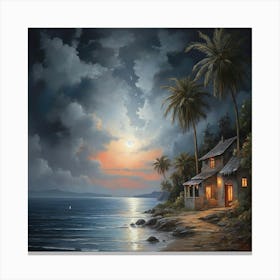 Night At The Beach Canvas Print