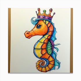 Seahorse With Crown Canvas Print