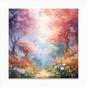 Garden of Vivid Hues: A Watercolour Tale Canvas Print