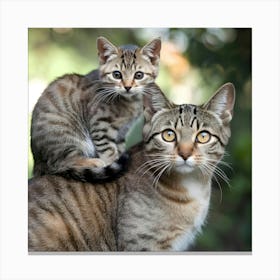 Tabby Cat And Kitten Canvas Print