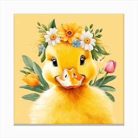 Floral Baby Duck Nursery Illustration (26) Canvas Print