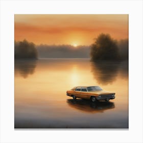 Car In The Water Canvas Print