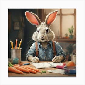 Rabbit Drawing Canvas Print