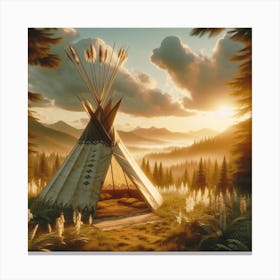 Teepee In The Forest Canvas Print