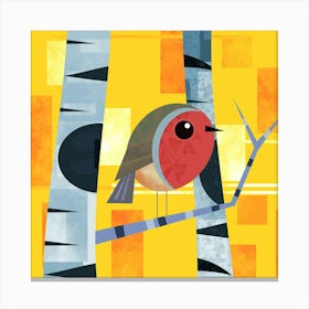 Robin Redbreast on Branch Canvas Print