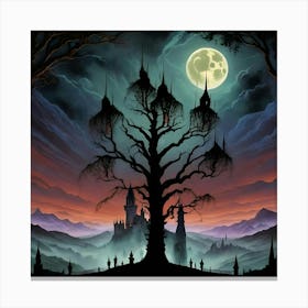 Tree In The Night Canvas Print