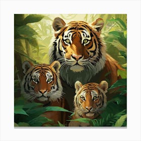 Tiger Family In The Jungle Canvas Print