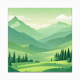 Misty mountains background in green tone 28 Canvas Print