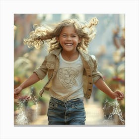 Little Girl Splashing Water Canvas Print