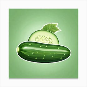 Cucumber On Green Background Canvas Print