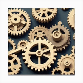 Gears On Blue Background 1 Canvas Print