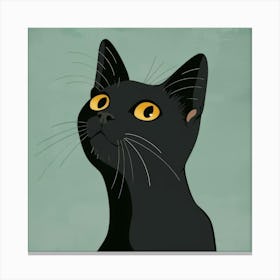 Black Cat With Yellow Eyes Canvas Print