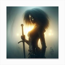 Afro-American Woman With Sword Canvas Print