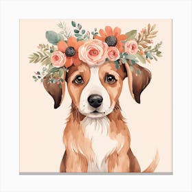 Floral Baby Dog Nursery Illustration (27) Canvas Print