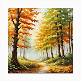 Forest In Autumn In Minimalist Style Square Composition 245 Canvas Print