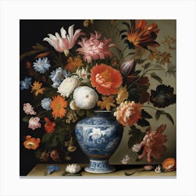 A Still Life Of Flowers In A Wanli Vase, Ambrosius Bosschaert the Elder 7 Canvas Print